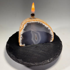 [shopname] - Agate Geode Oil Candle, rock decor