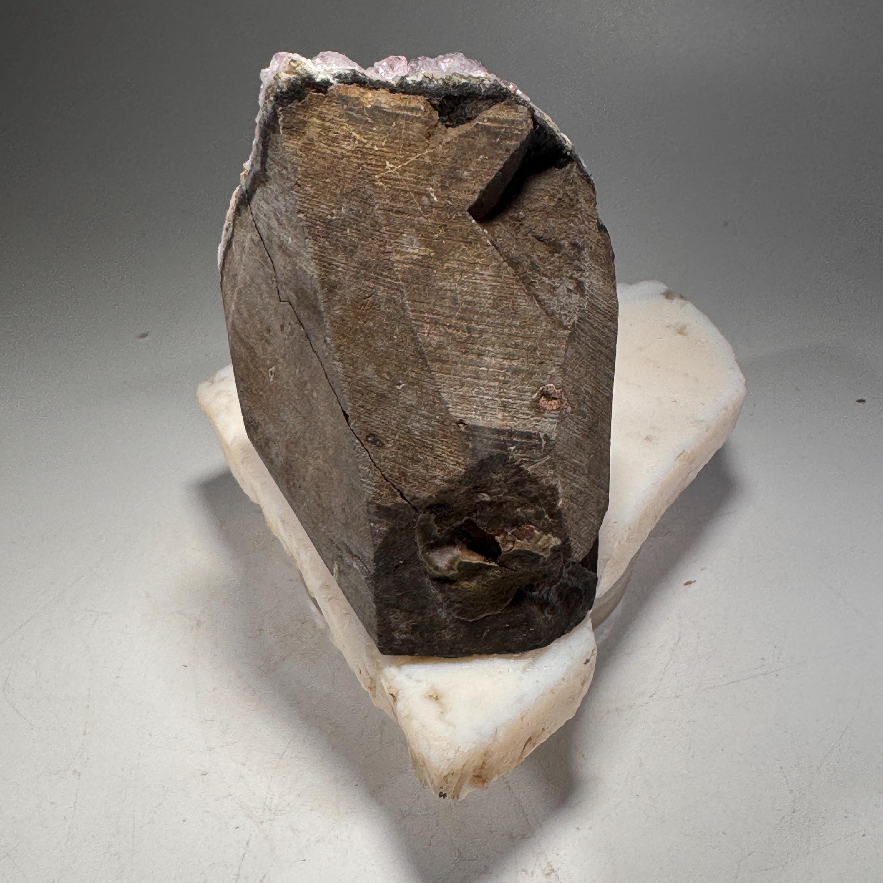 [shopname] - Amethyst Rock Candle, Cut-Base | Rustic Home Rock Decor, rock decor