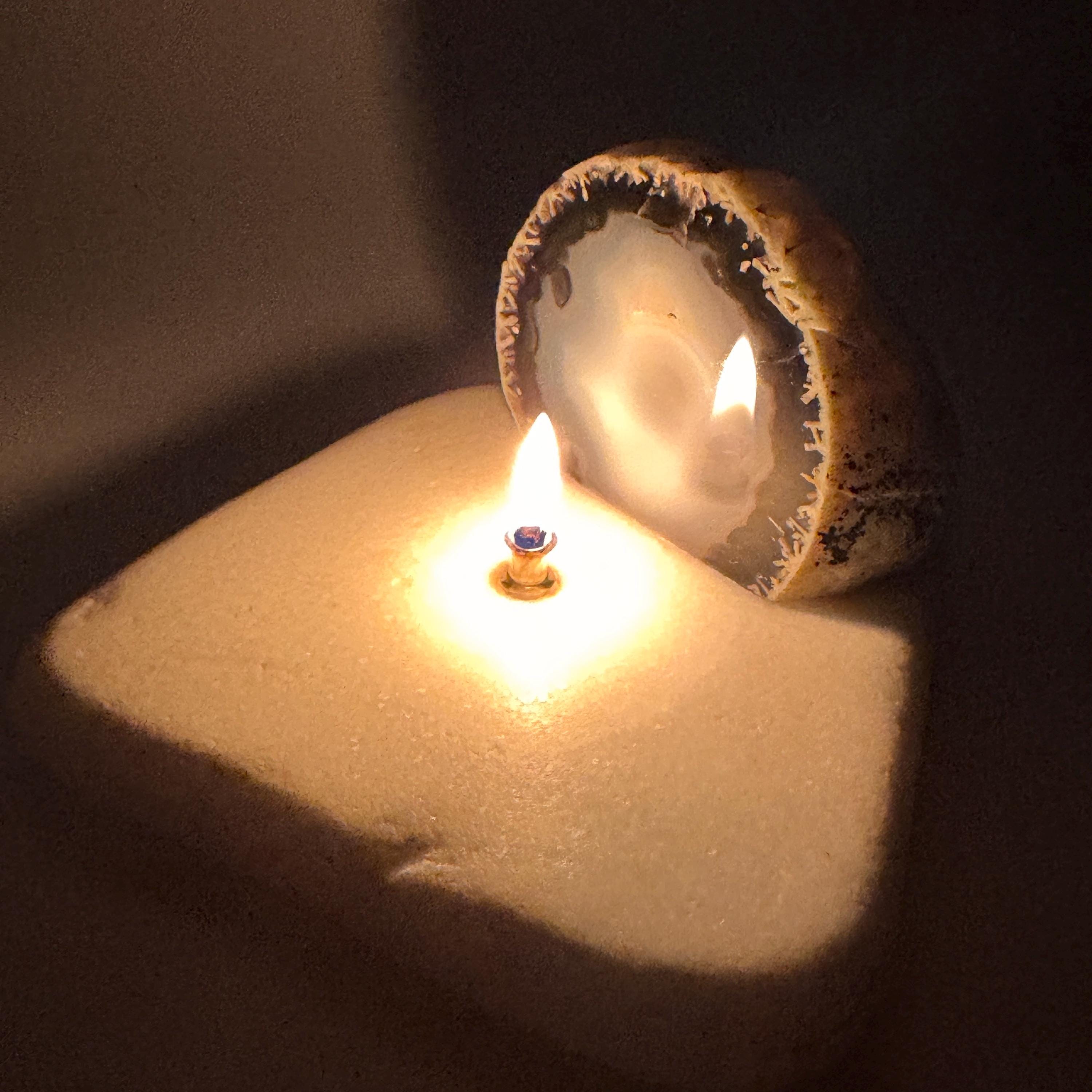 [shopname] - Agate Geode Oil Candle | Brazilian End-Cut Rock Lamp, Rustic Decor, Marble Base, rock decor