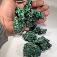 [shopname] - Natural Fibrous Malachite | Velvet Green Crystal from Congo, rock decor