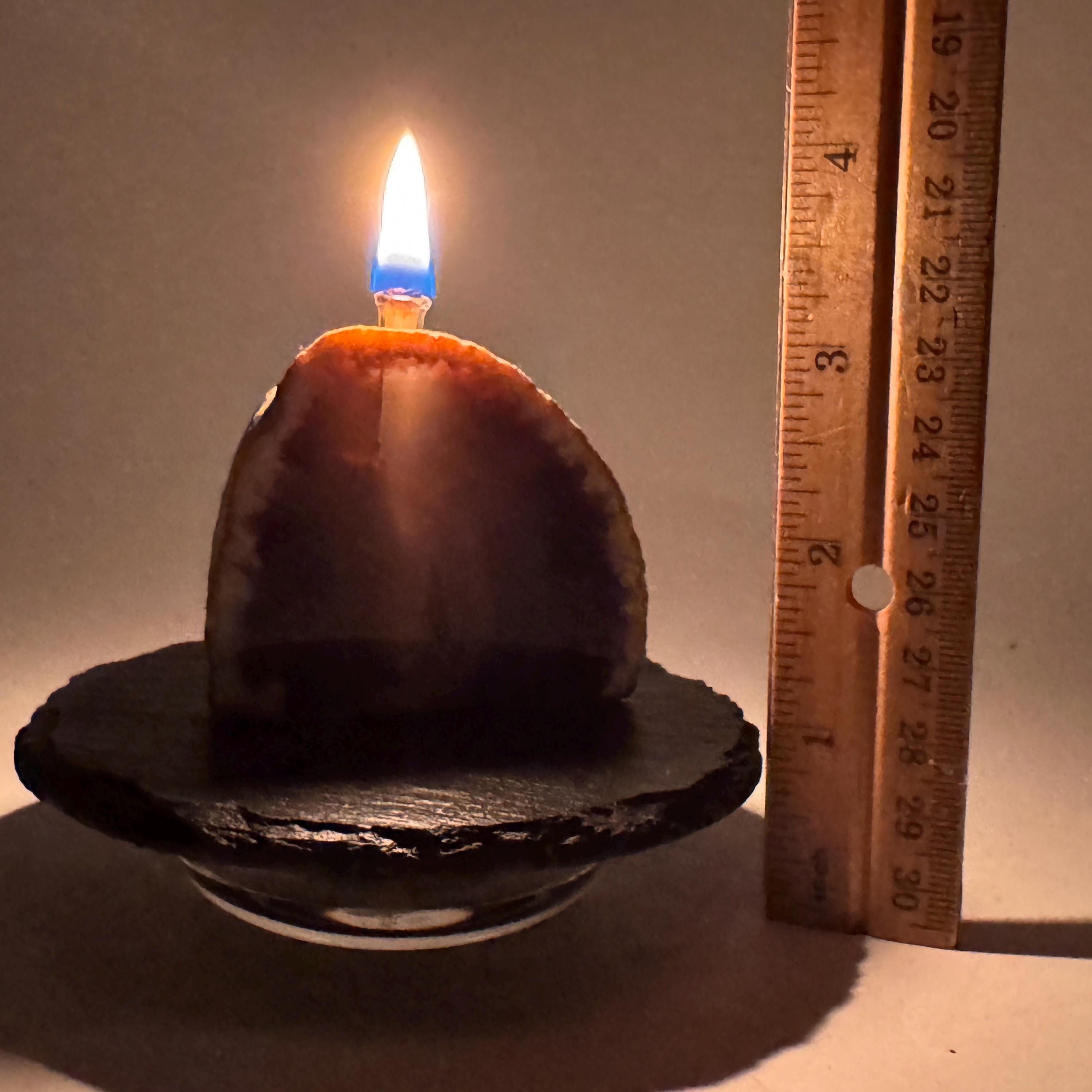 [shopname] - Agate Geode Oil Candle, rock decor