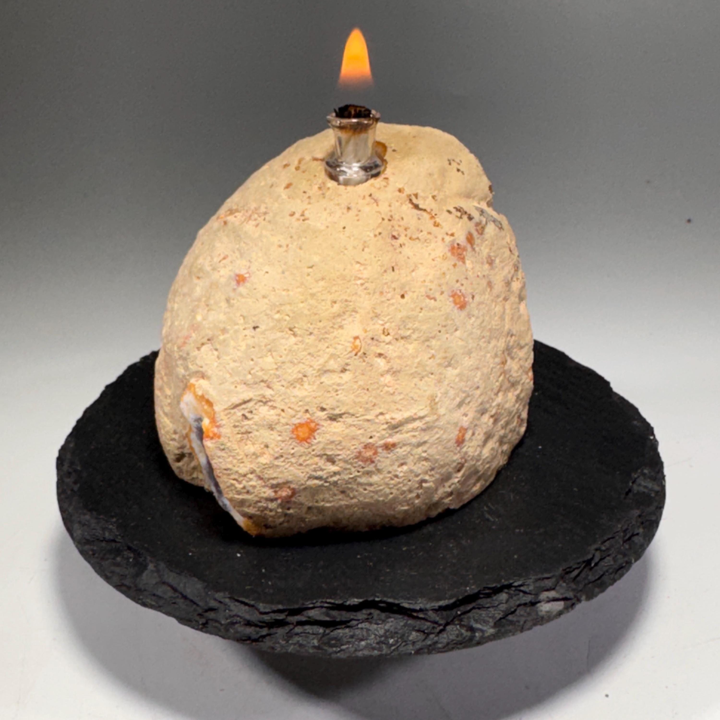 [shopname] - Agate Geode Oil Candle, rock decor