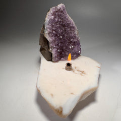 [shopname] - Amethyst Rock Candle, Cut-Base | Rustic Home Rock Decor, rock decor