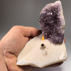 [shopname] - Amethyst Rock Candle, Cut-Base | Rustic Home Rock Decor, rock decor