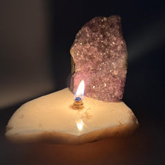 [shopname] - Amethyst Rock Candle, Cut-Base | Rustic Home Rock Decor, rock decor