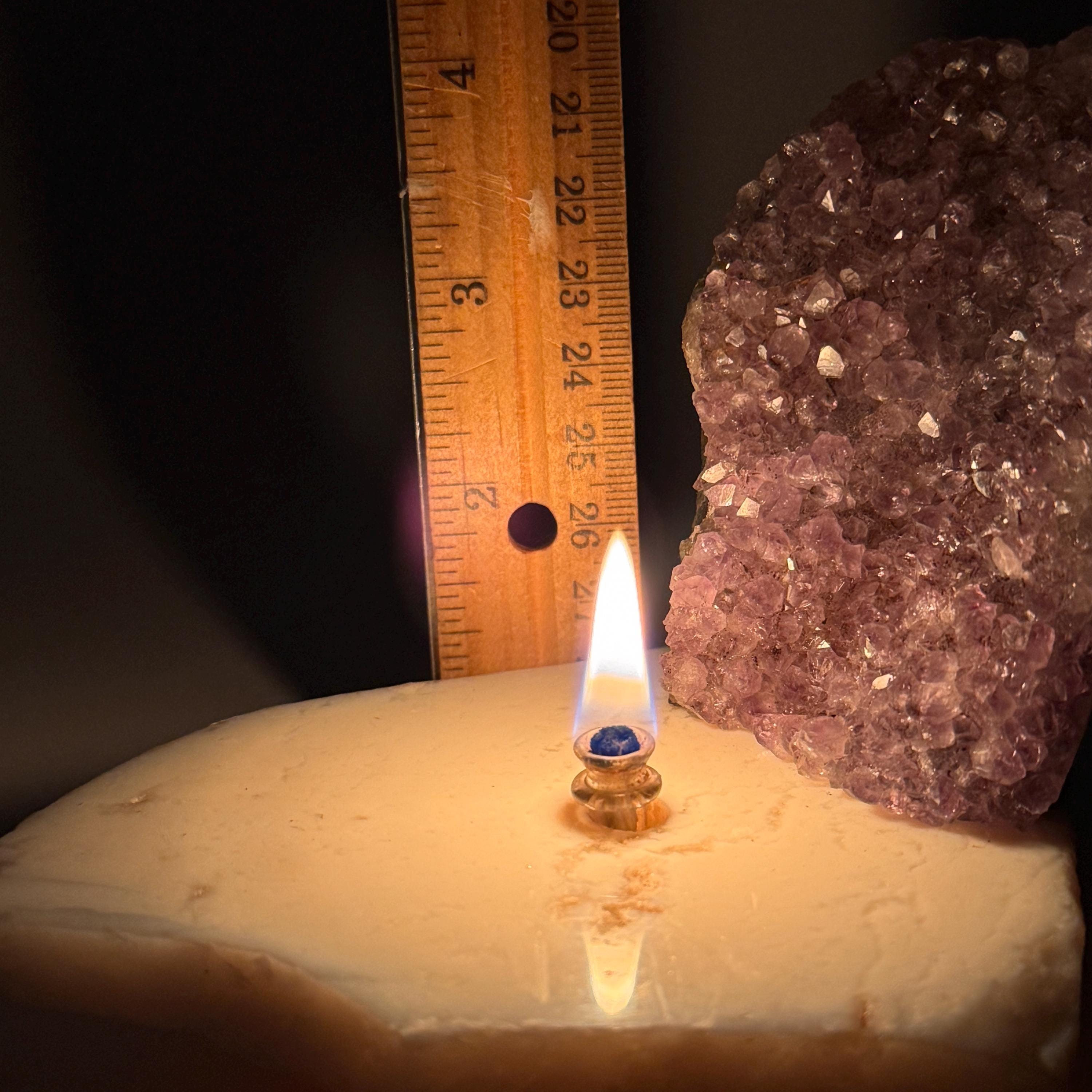 [shopname] - Amethyst Rock Candle, Cut-Base | Rustic Home Rock Decor, rock decor