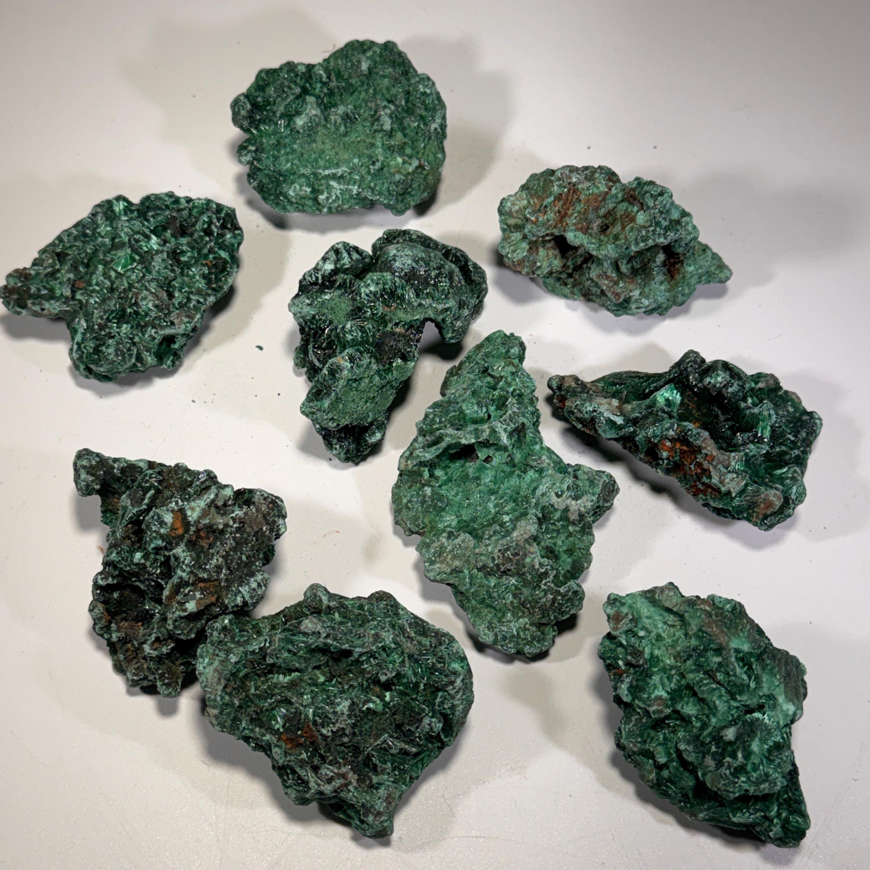 [shopname] - Natural Fibrous Malachite | Velvet Green Crystal from Congo, rock decor
