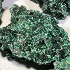 [shopname] - Natural Fibrous Malachite | Velvet Green Crystal from Congo, rock decor