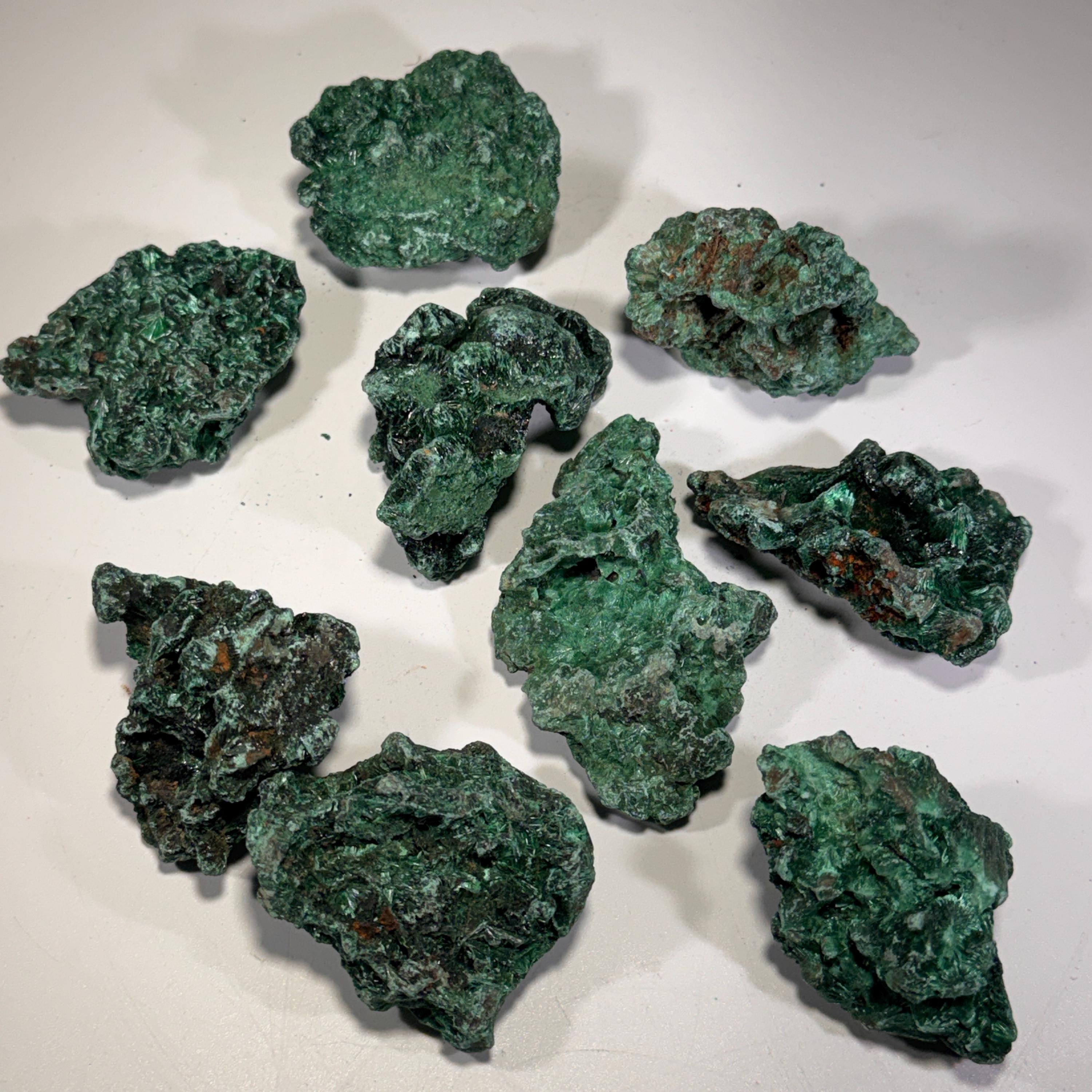 [shopname] - Natural Fibrous Malachite | Velvet Green Crystal from Congo, rock decor