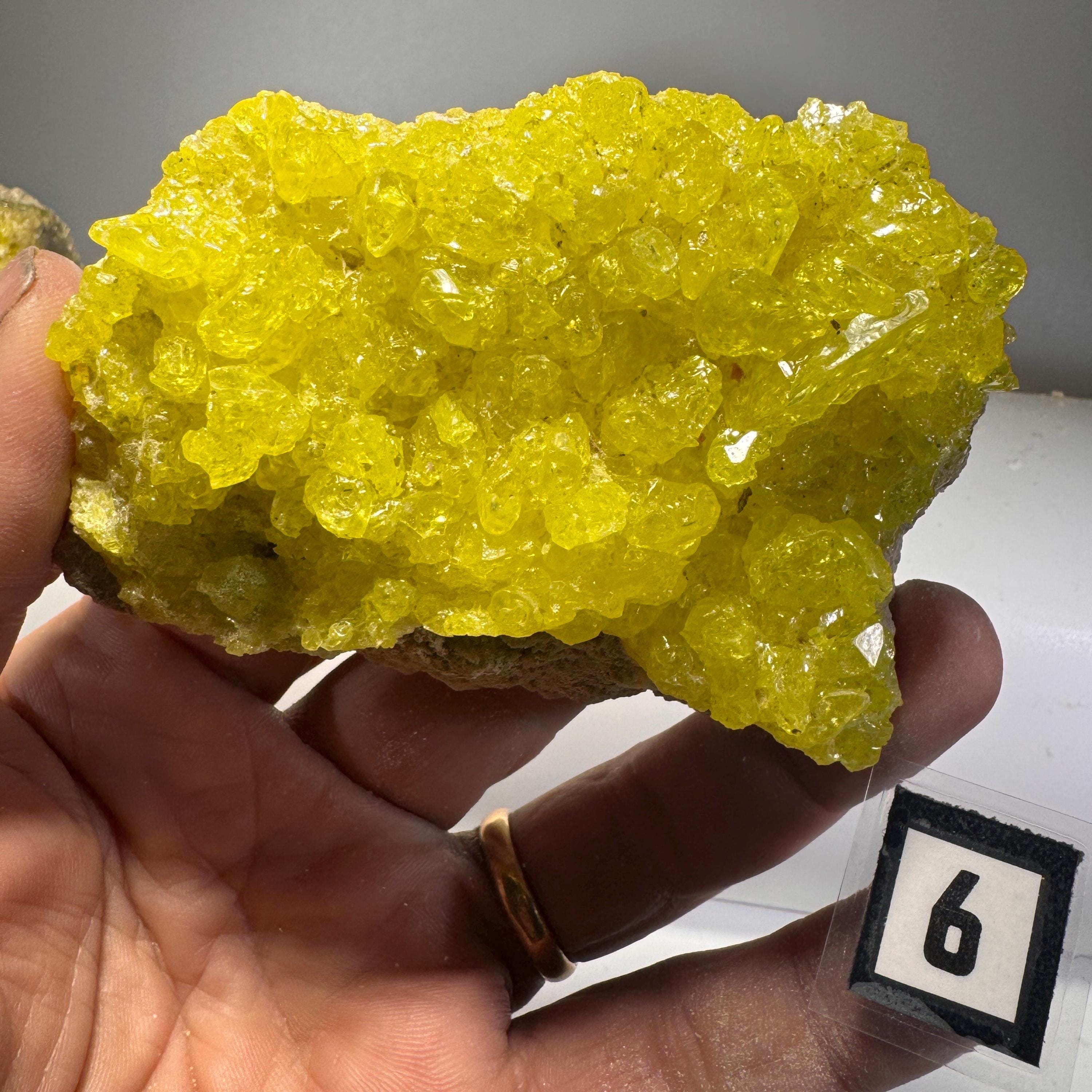 [shopname] - Sulfur Crystal Cluster, rock decor