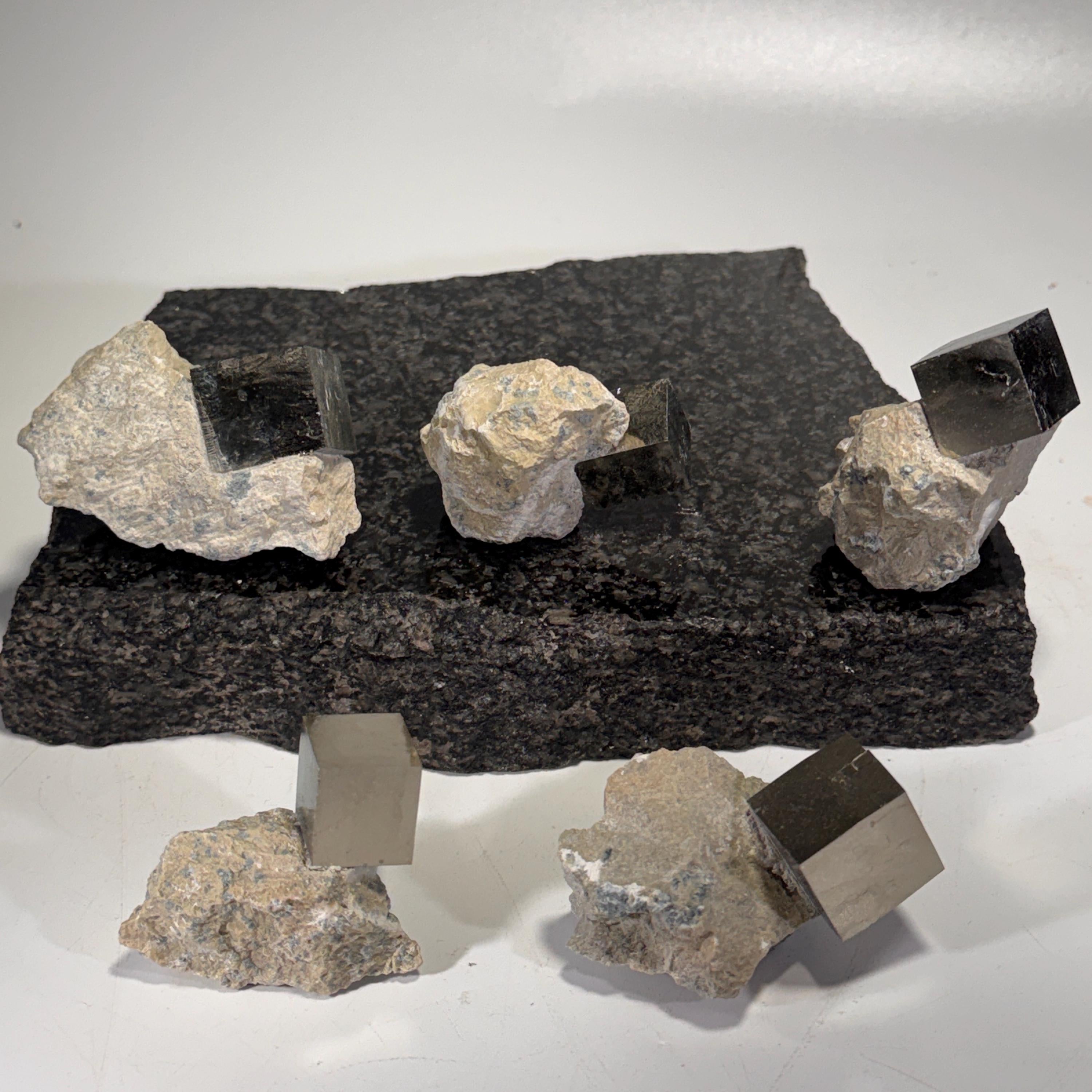 [shopname] - Navajun Spain Pyrite Cube in Matrix, rock decor