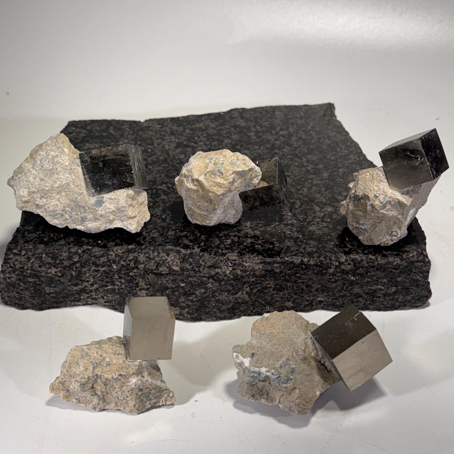 [shopname] - Navajun Spain Pyrite Cube in Matrix, rock decor