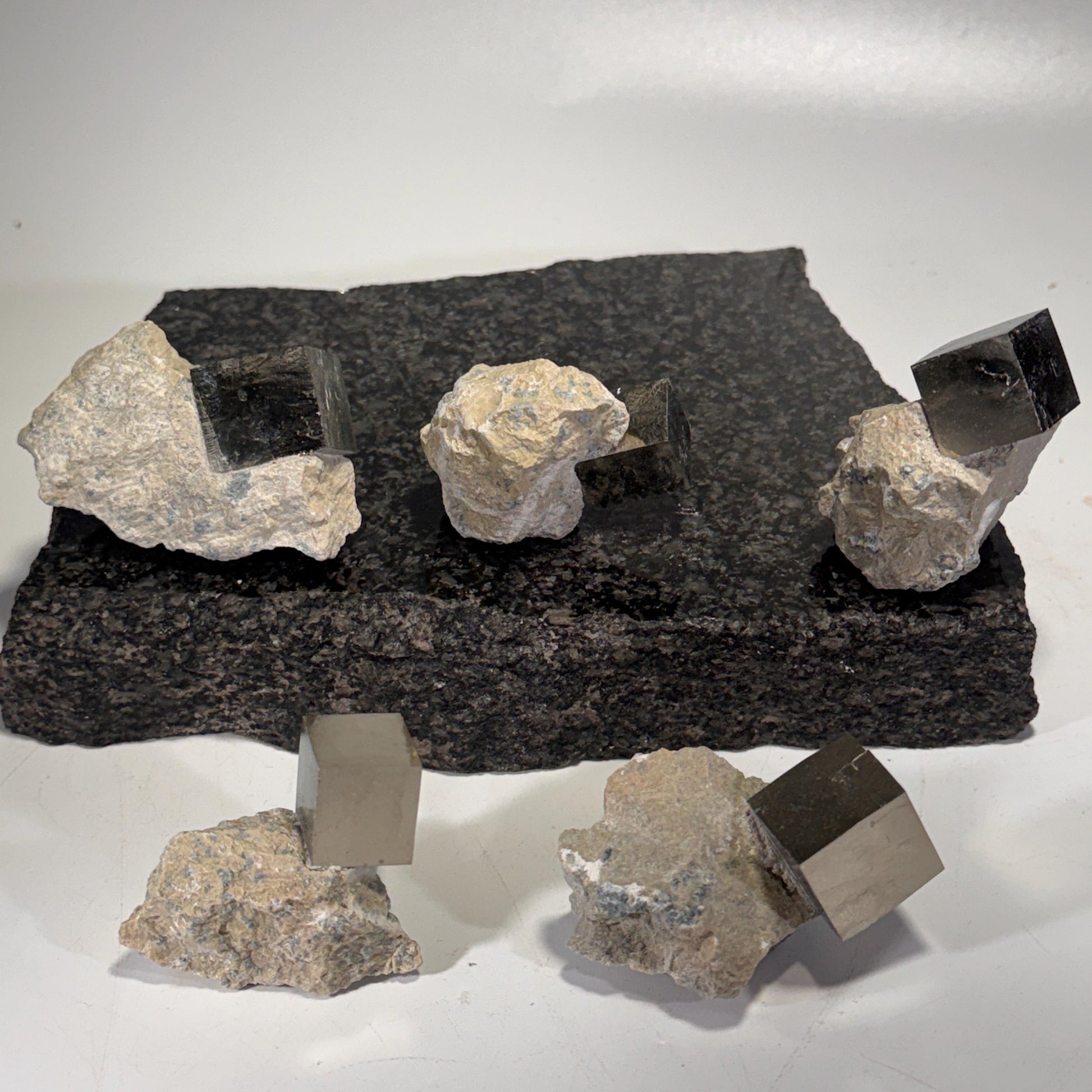 [shopname] - Navajun Spain Pyrite Cube in Matrix, rock decor