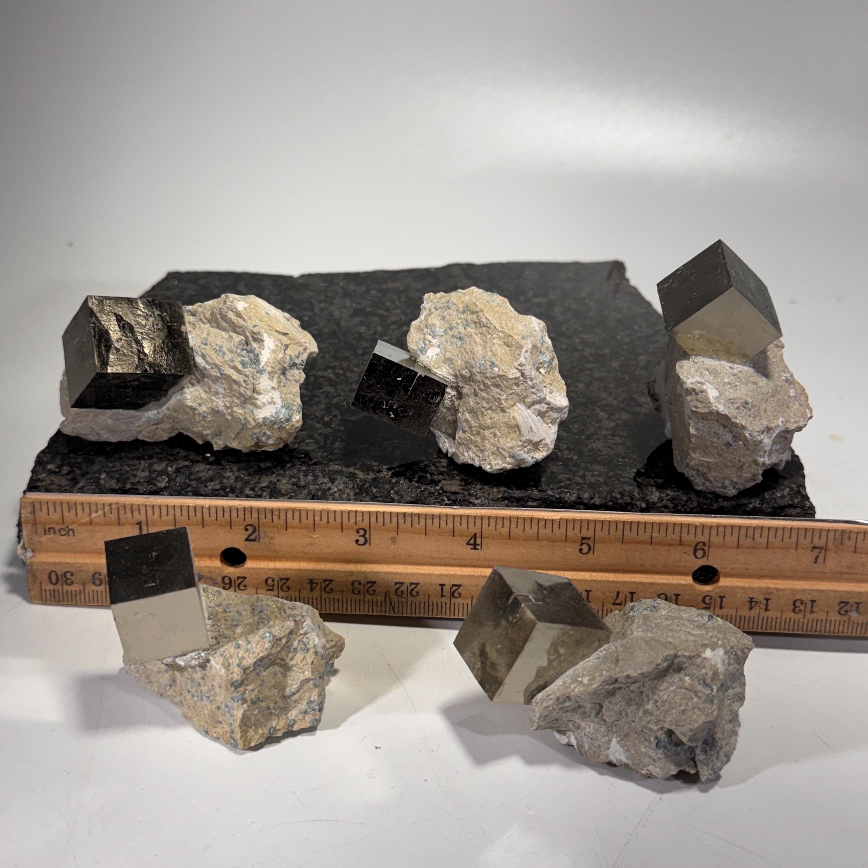 [shopname] - Navajun Spain Pyrite Cube in Matrix, rock decor