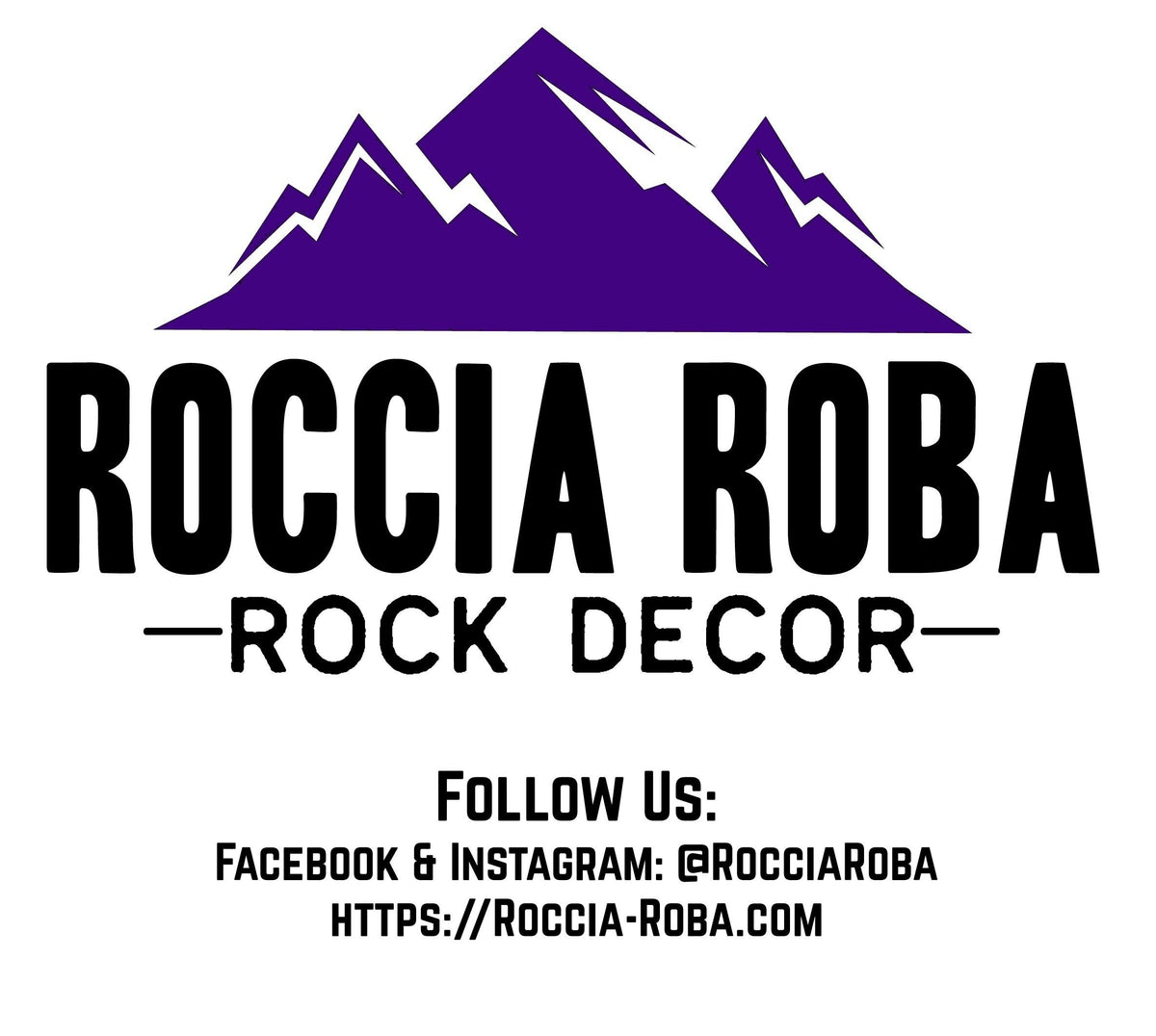 ROCCIA ROBA Rock Decor logo with mountain graphic and roccia-roba.com