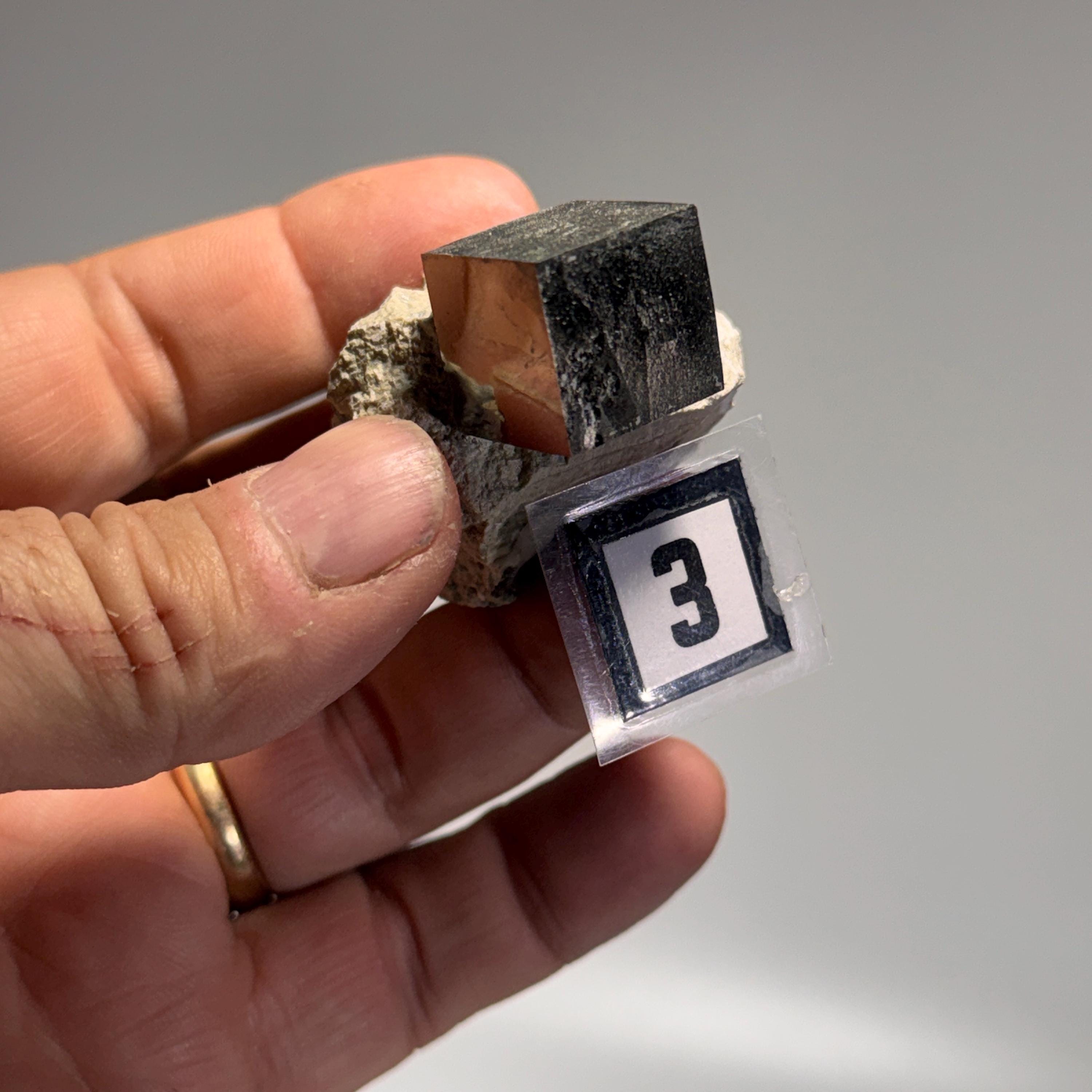 [shopname] - Navajun Spain Pyrite Cube in Matrix, rock decor