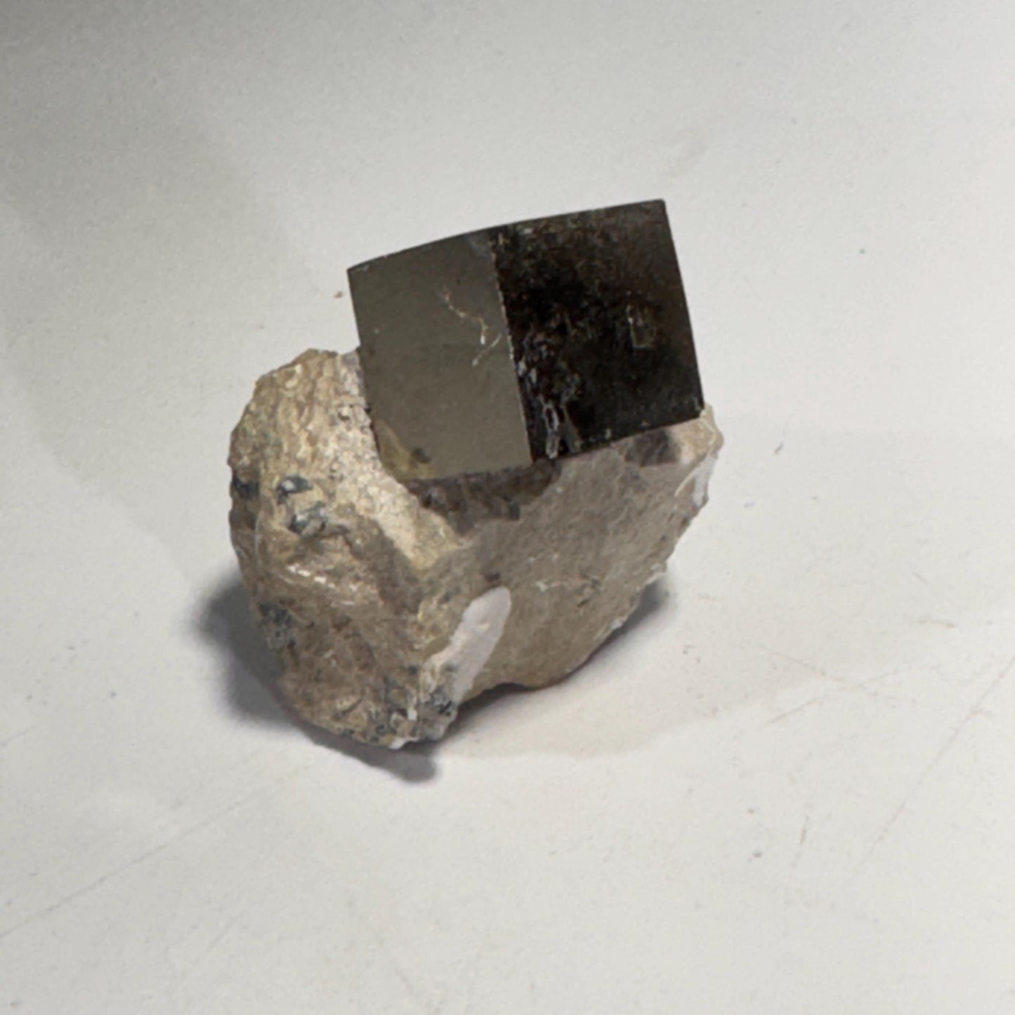 [shopname] - Navajun Spain Pyrite Cube in Matrix, rock decor