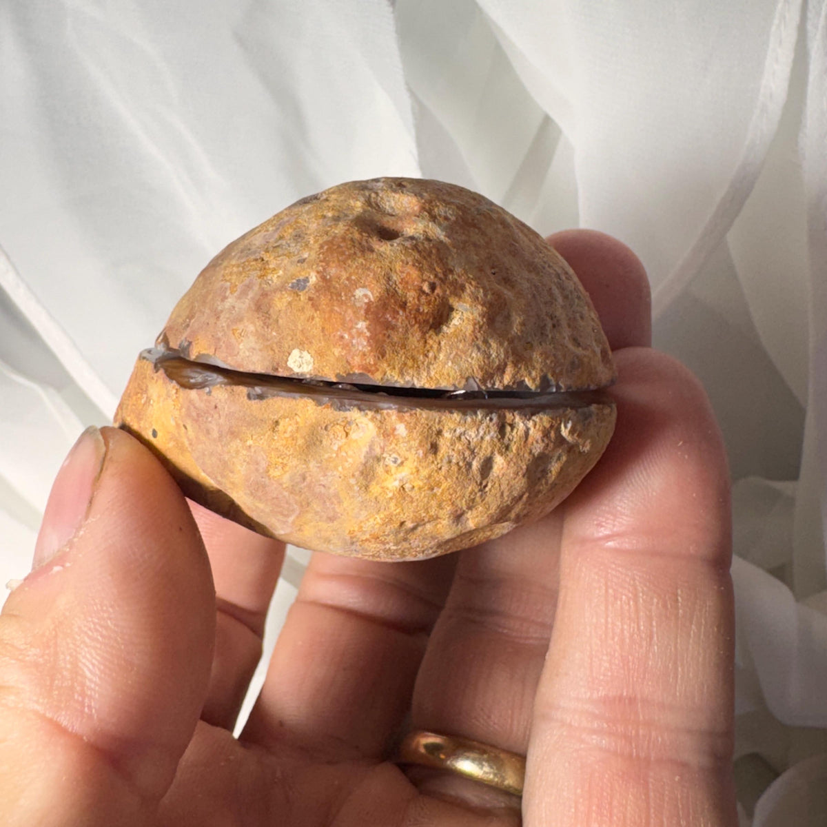 [shopname] - Brazilian Geode Ring Box with Sparkling Druzy Crystal Interior — Natural Agate Proposal Box, rock decor