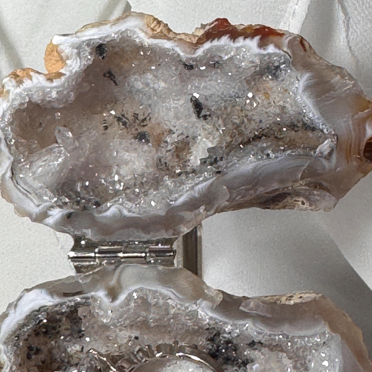 [shopname] - Brazilian Geode Ring Box with Sparkling Druzy Crystal Interior — Natural Agate Proposal Box, rock decor