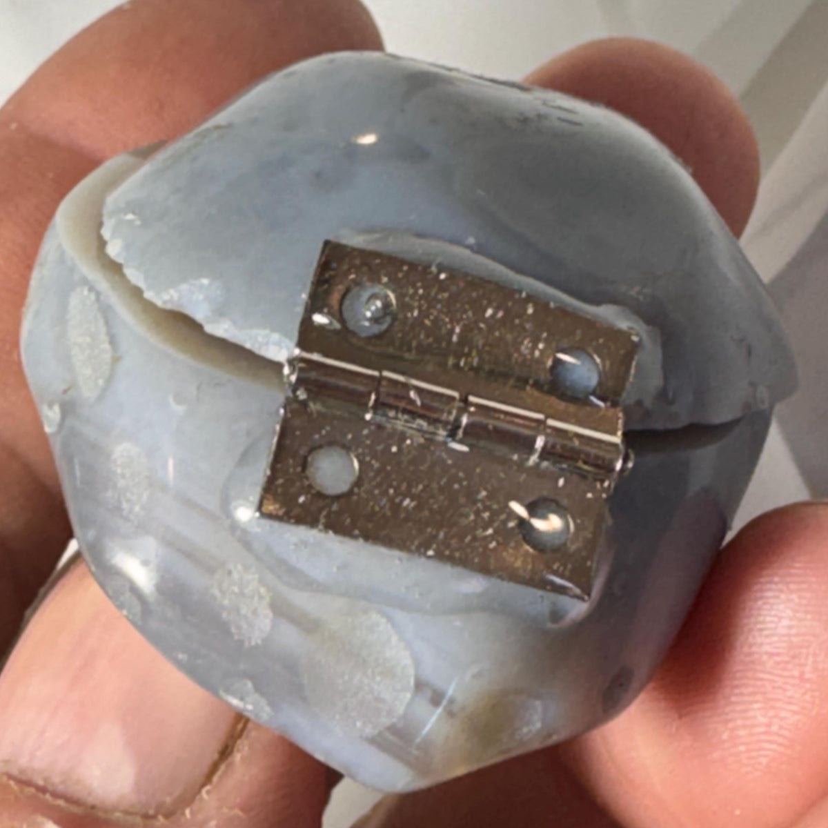[shopname] - Brazilian Geode Ring Box with Sparkling Druzy Crystal Interior — Natural Agate Proposal Box, rock decor