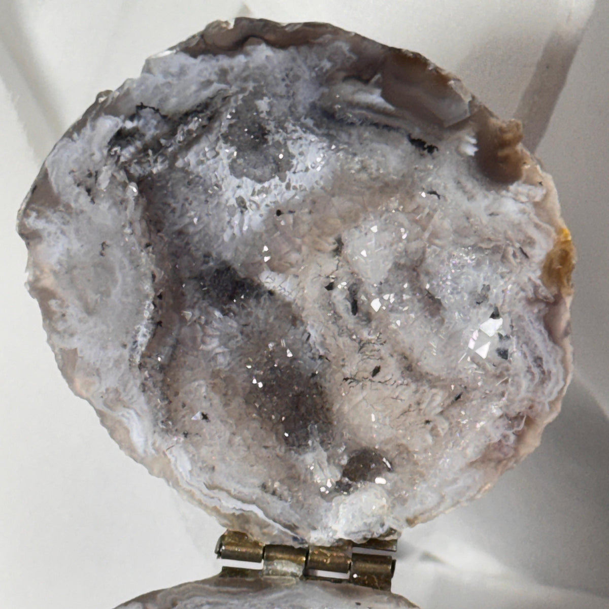 [shopname] - Brazilian Geode Ring Box with Sparkling Druzy Crystal Interior — Natural Agate Proposal Box, rock decor