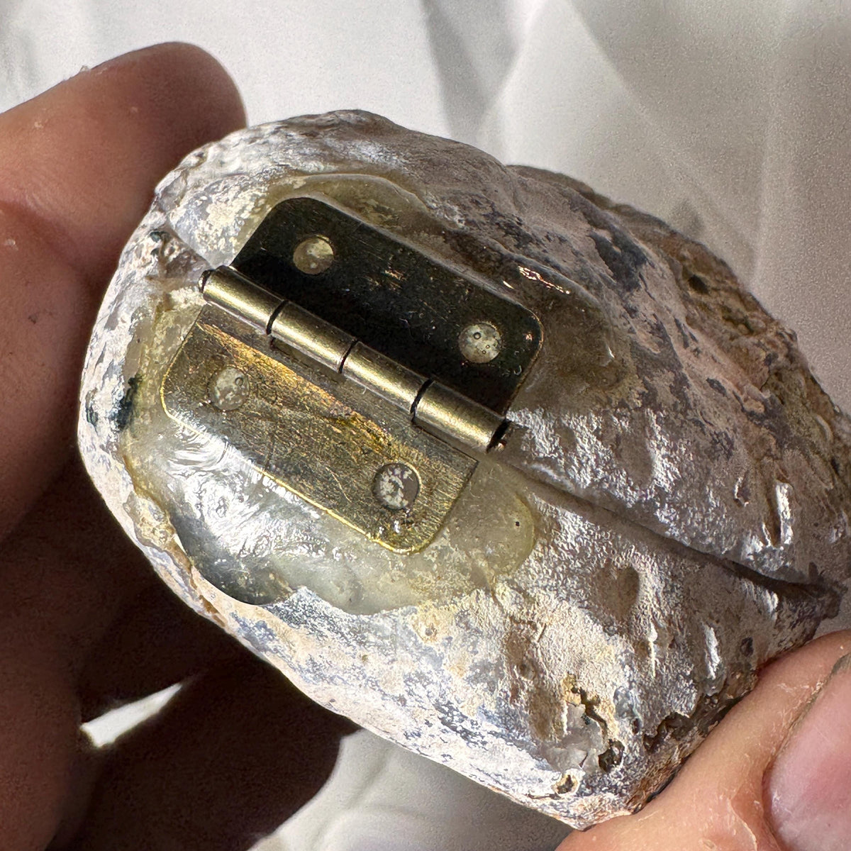 [shopname] - Brazilian Geode Ring Box with Sparkling Druzy Crystal Interior — Natural Agate Proposal Box, rock decor