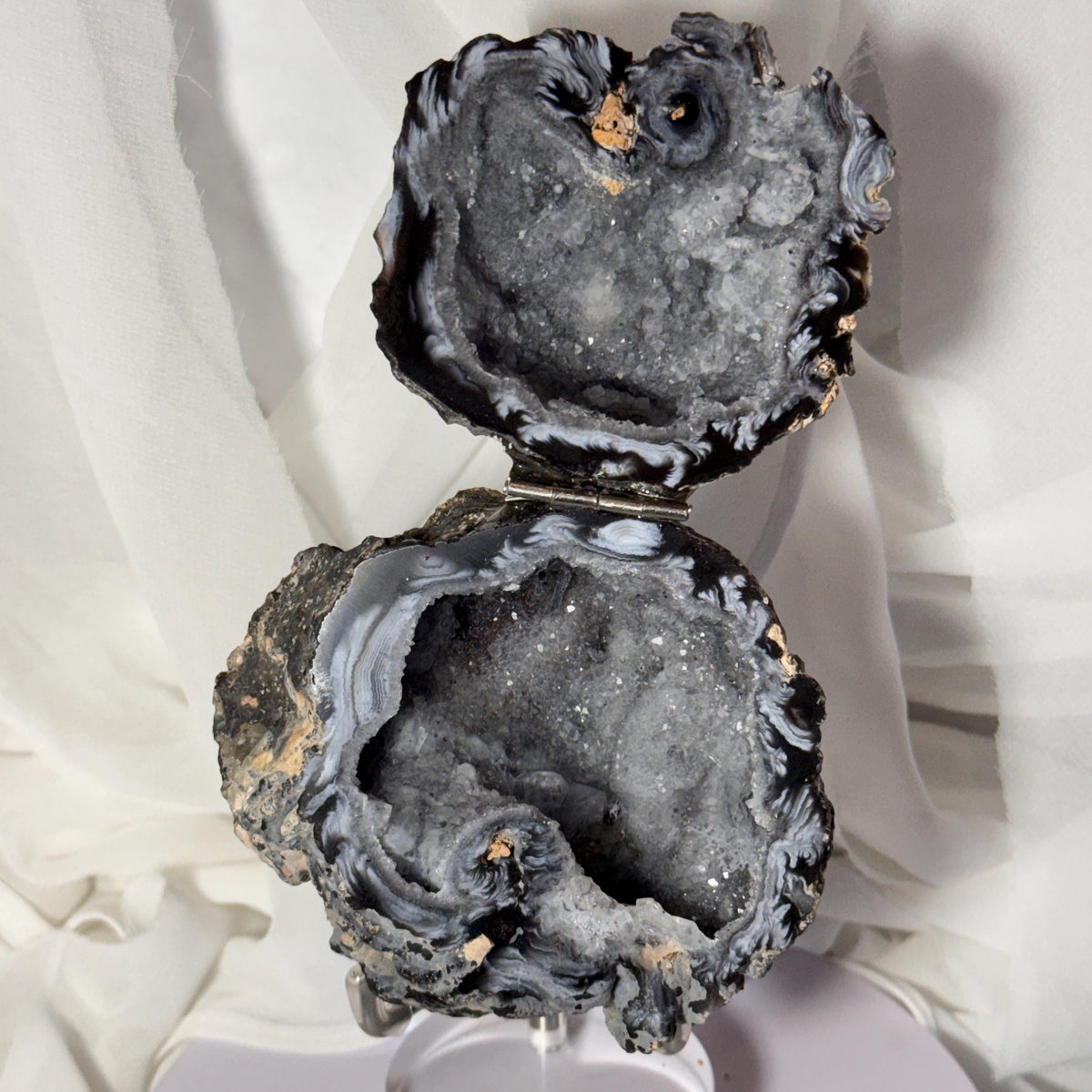 [shopname] - One-of-a-Kind Druzy Geode Ring Box — Natural Brazilian Agate Proposal Keepsake, rock decor