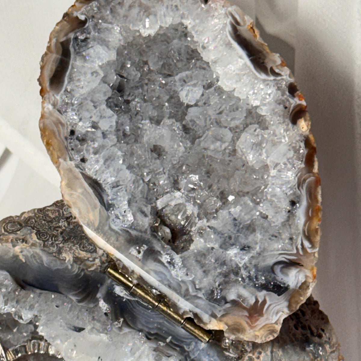 [shopname] - One-of-a-Kind Druzy Geode Ring Box — Natural Brazilian Agate Proposal Keepsake, rock decor