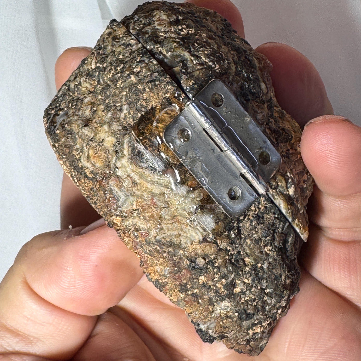 [shopname] - Brazilian Geode Ring Box with Sparkling Druzy Crystal Interior — Natural Agate Proposal Box, rock decor