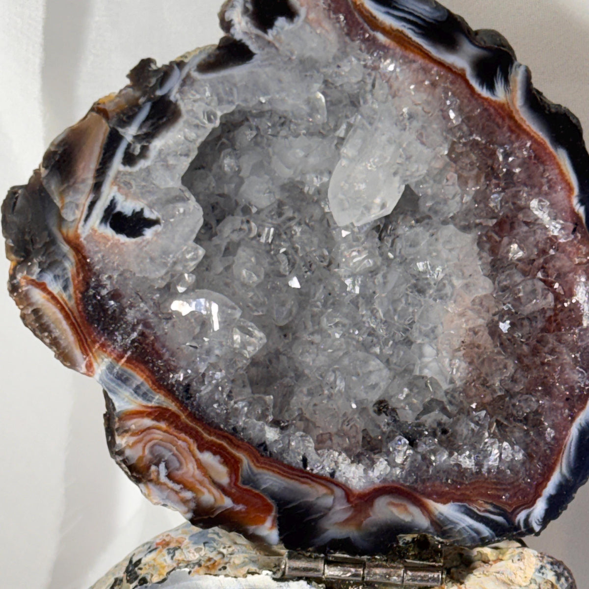 [shopname] - Brazilian Geode Ring Box with Sparkling Druzy Crystal Interior — Natural Agate Proposal Box, rock decor