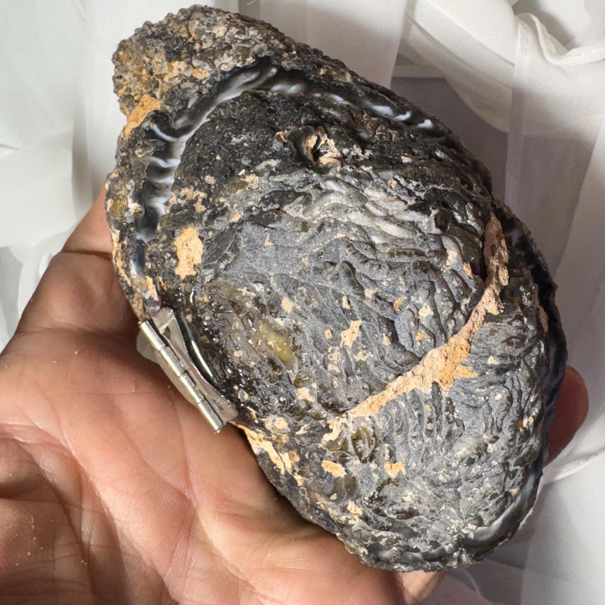 [shopname] - One-of-a-Kind Citrine Druzy Geode Ring Box — Natural Brazilian Agate Proposal Keepsake, rock decor