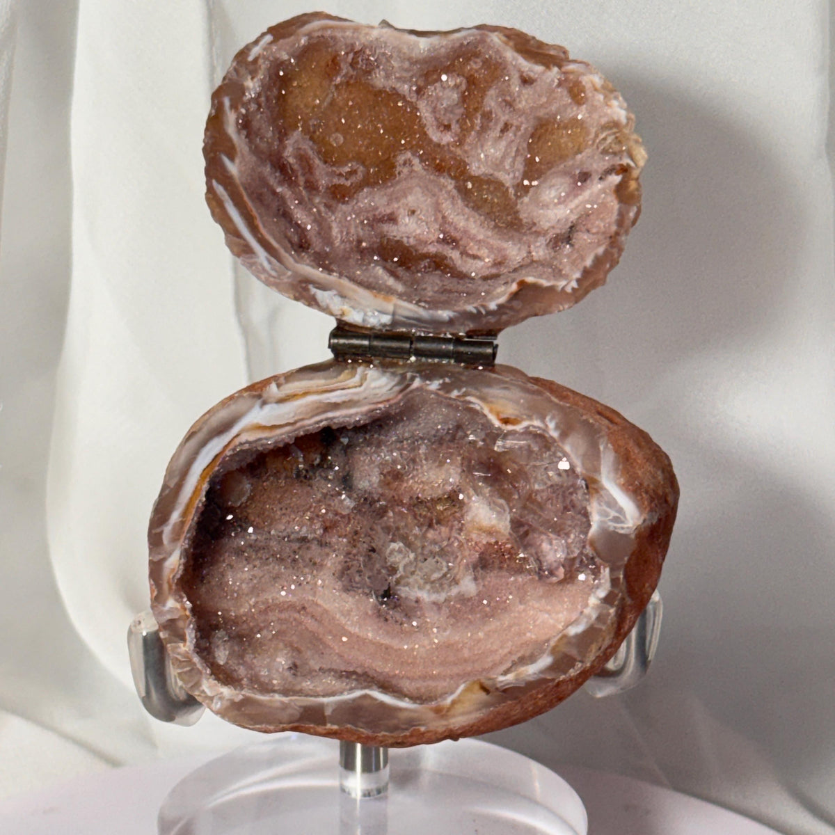 [shopname] - Brazilian Geode Ring Box with Sparkling Druzy Crystal Interior — Natural Agate Proposal Box, rock decor