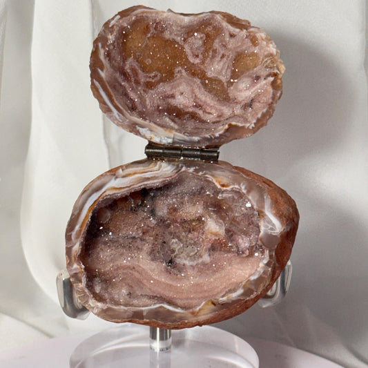 [shopname] - Brazilian Geode Ring Box with Sparkling Druzy Crystal Interior — Natural Agate Proposal Box, rock decor