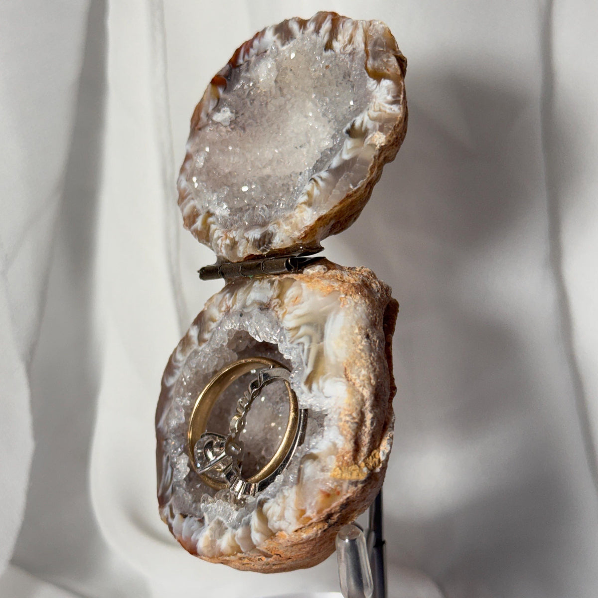 [shopname] - One-of-a-Kind Druzy Geode Ring Box — Natural Brazilian Agate Proposal Keepsake, rock decor