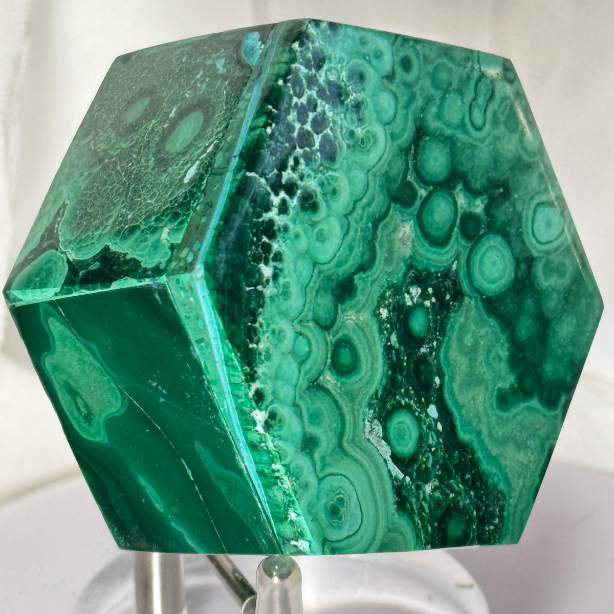 [shopname] - Natural Malachite Trinket Box — Handcarved Stone Jewelry & Ring Box, Hexagon Design, rock decor