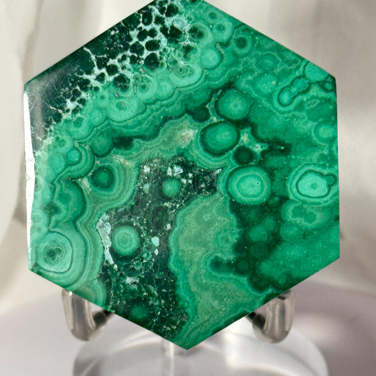 [shopname] - Natural Malachite Trinket Box — Handcarved Stone Jewelry & Ring Box, Hexagon Design, rock decor