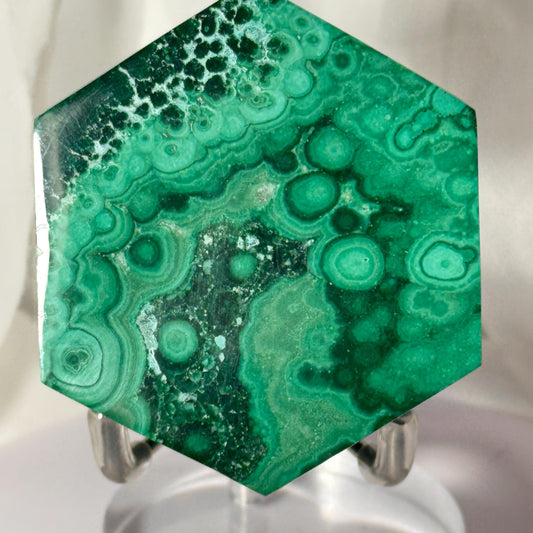 [shopname] - Natural Malachite Trinket Box — Handcarved Stone Jewelry & Ring Box, Hexagon Design, rock decor