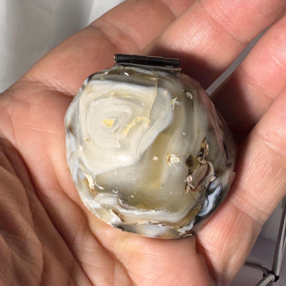 [shopname] - Natural Geode Trinket Box — Small Hinged Stone Box for Earrings & Jewelry, rock decor