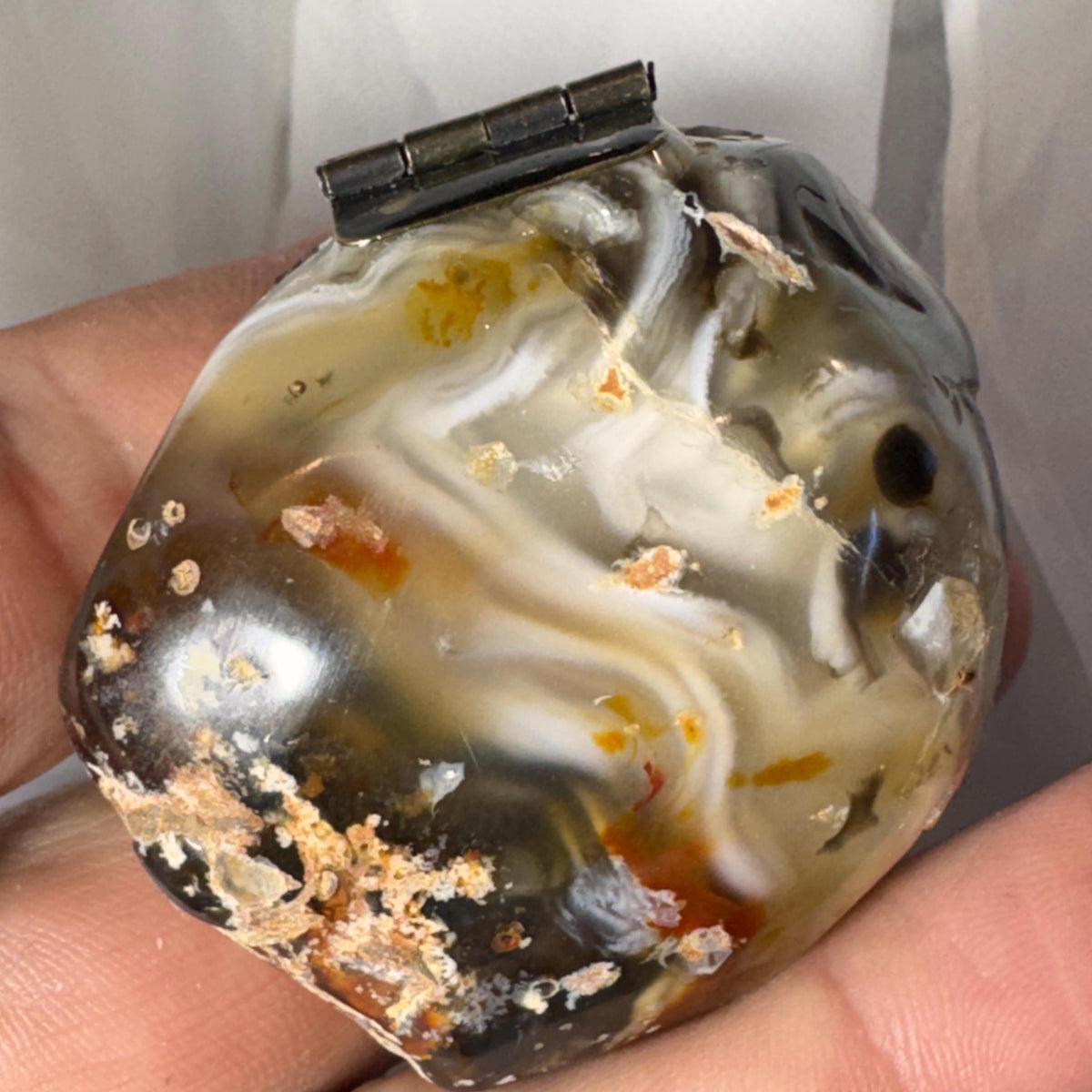 [shopname] - Natural Geode Trinket Box — Small Hinged Stone Box for Earrings & Jewelry, rock decor