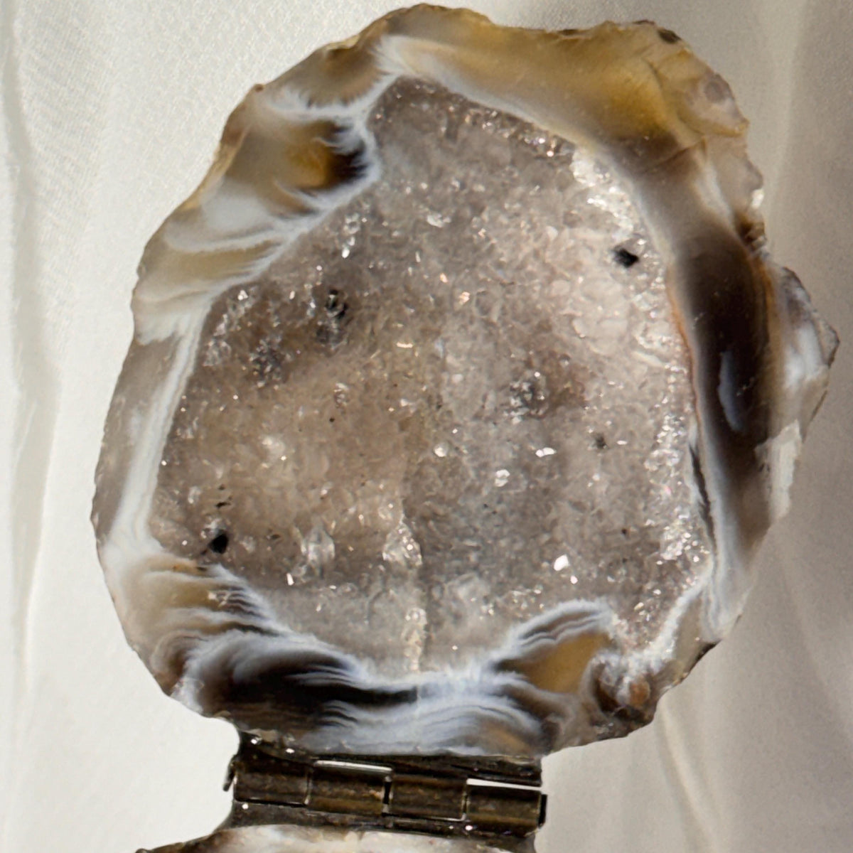 [shopname] - Natural Geode Trinket Box — Small Hinged Stone Box for Earrings & Jewelry, rock decor