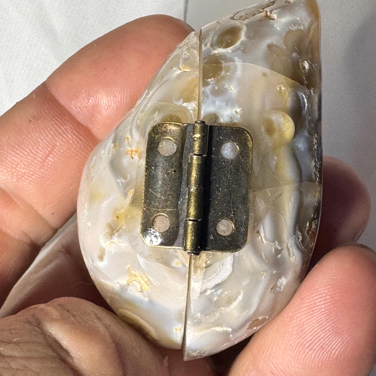 [shopname] - Natural Geode Trinket Box — Small Hinged Stone Box for Earrings & Jewelry, rock decor
