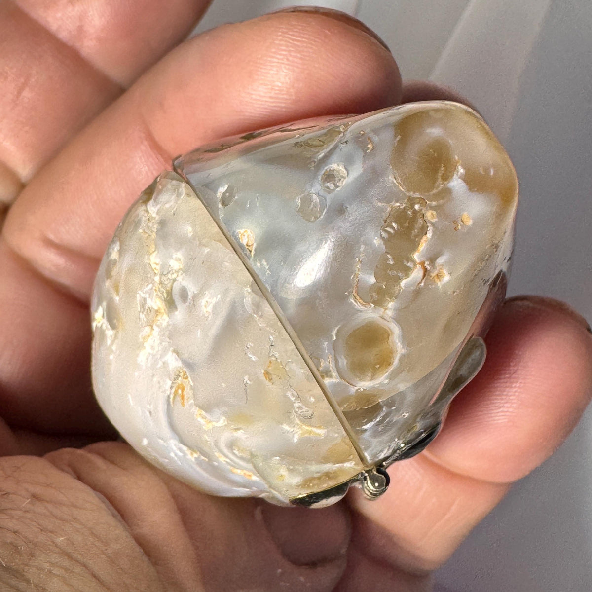 [shopname] - Natural Geode Trinket Box — Small Hinged Stone Box for Earrings & Jewelry, rock decor