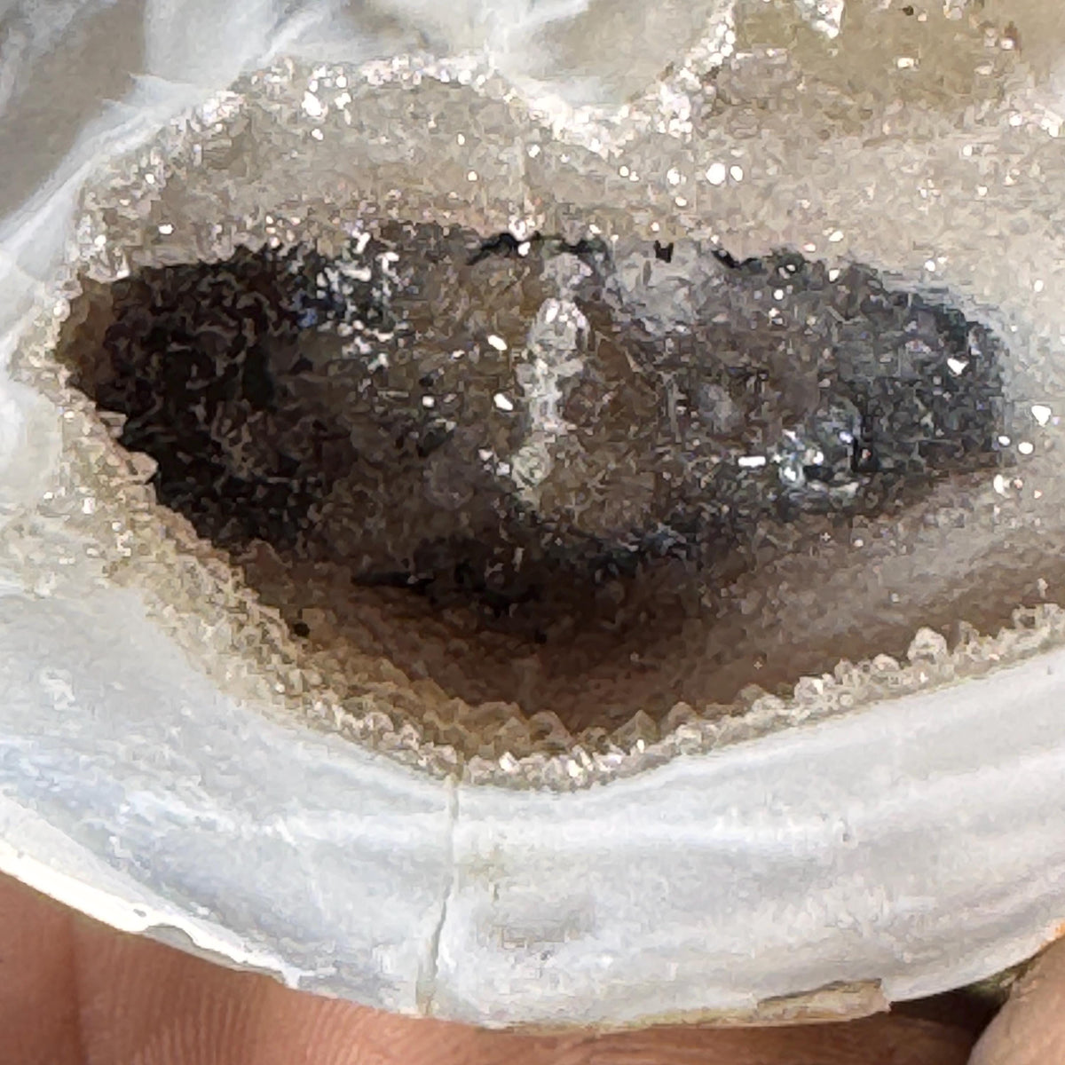 [shopname] - Natural Geode Trinket Box — Small Hinged Stone Box for Earrings & Jewelry, rock decor