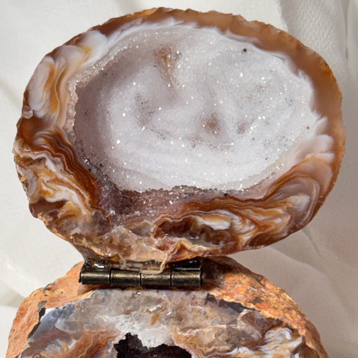 [shopname] - Brazilian Geode Ring Box with Sparkling Druzy Crystal Interior — Natural Agate Proposal Box, rock decor