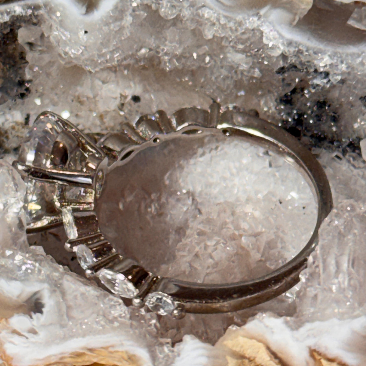[shopname] - Brazilian Geode Ring Box with Sparkling Druzy Crystal Interior — Natural Agate Proposal Box, rock decor