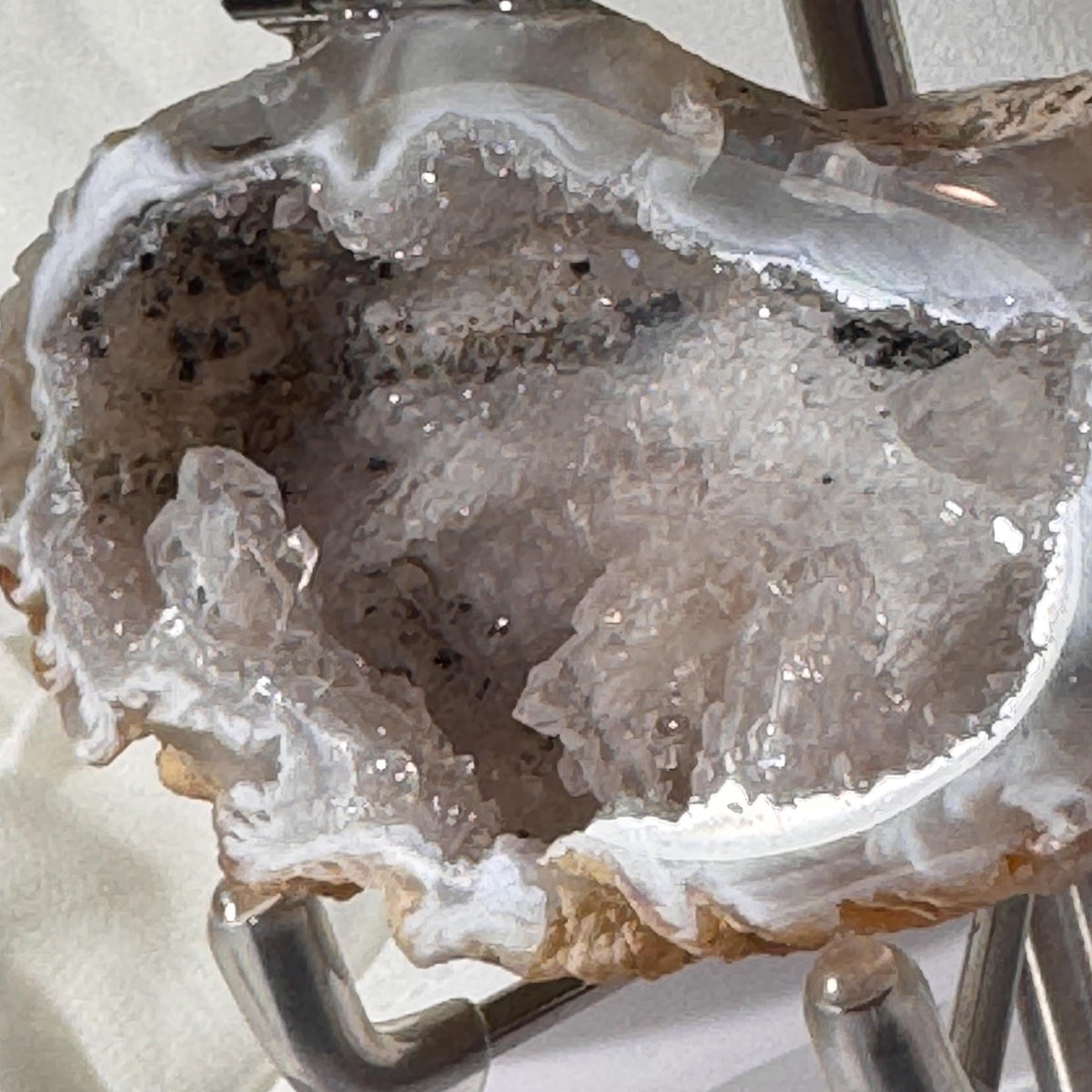 [shopname] - Brazilian Geode Ring Box with Sparkling Druzy Crystal Interior — Natural Agate Proposal Box, rock decor