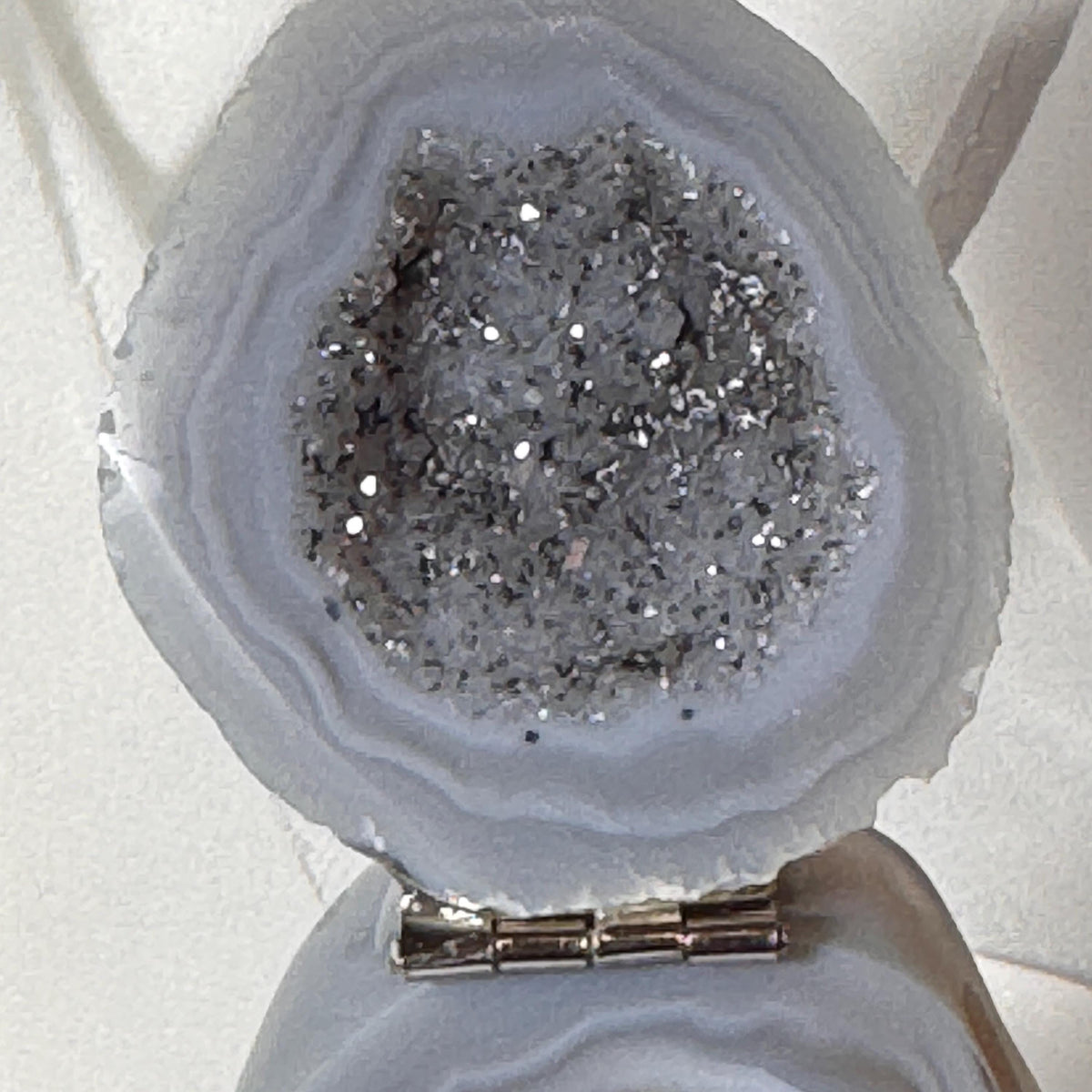 [shopname] - Brazilian Geode Ring Box with Sparkling Druzy Crystal Interior — Natural Agate Proposal Box, rock decor