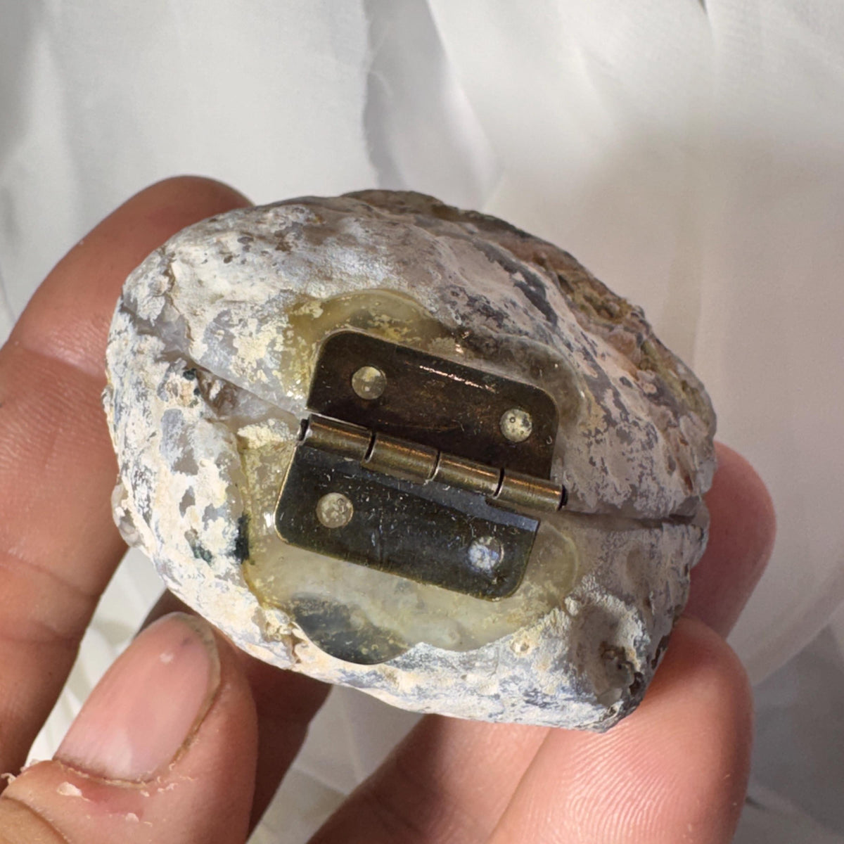 [shopname] - Brazilian Geode Ring Box with Sparkling Druzy Crystal Interior — Natural Agate Proposal Box, rock decor