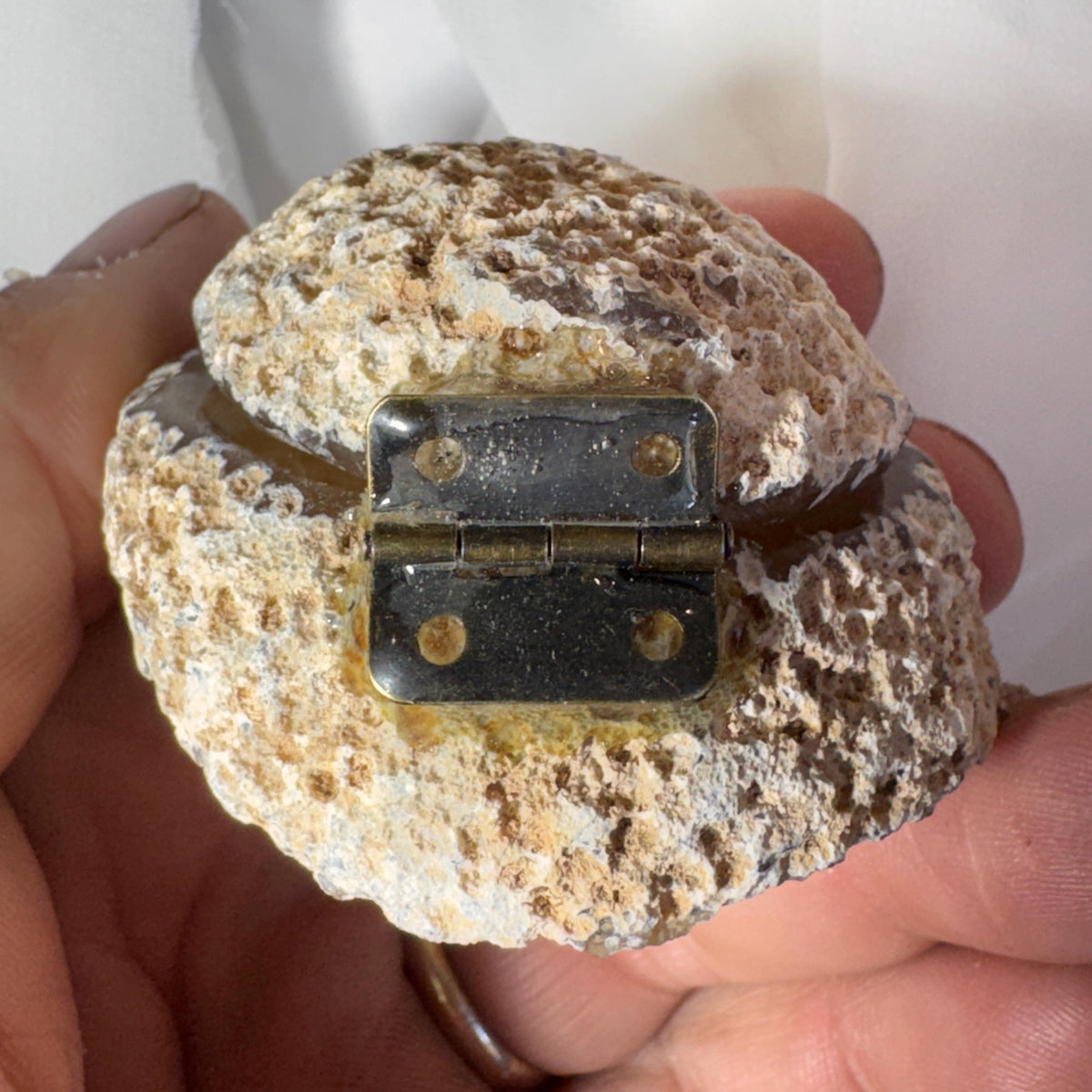 [shopname] - Brazilian Geode Ring Box with Sparkling Druzy Crystal Interior — Natural Agate Proposal Box, rock decor