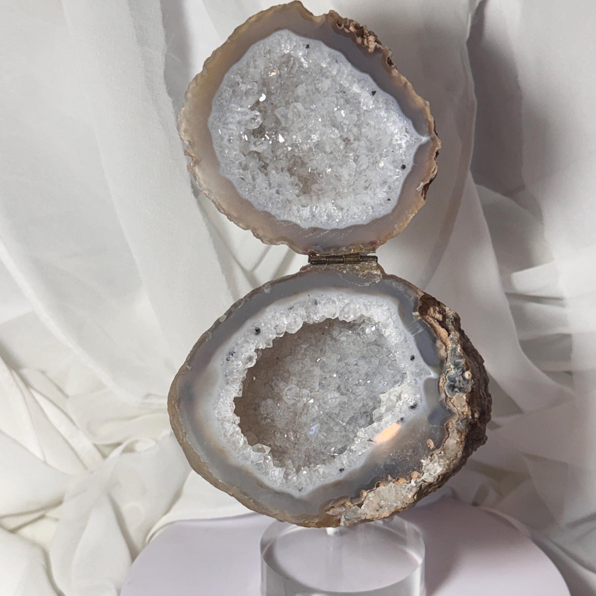 [shopname] - One-of-a-Kind Druzy Geode Ring Box — Natural Brazilian Agate Proposal Keepsake, rock decor